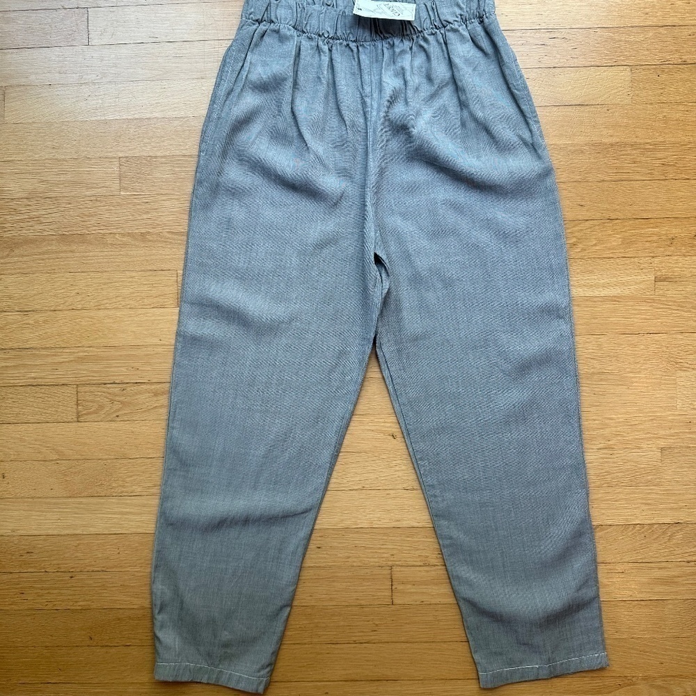 New Bryn Walker Tencel Gray Pull On Elastic Waist Tapered Leg Pockets Pants Sz L